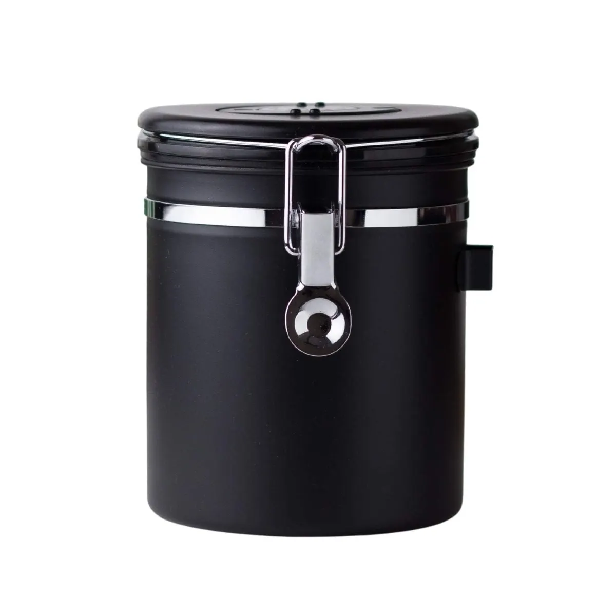 Metal Coffee Canister with Measuring Spoon – 1800ml Capacity, Black
