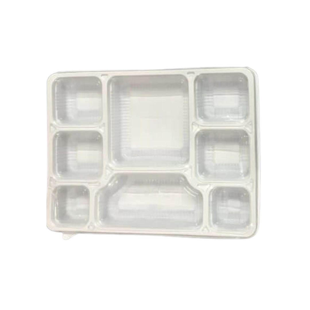 Double Diamond 8CP Meal Tray White Rectangle With Lid | Polypropylene (Plastic)