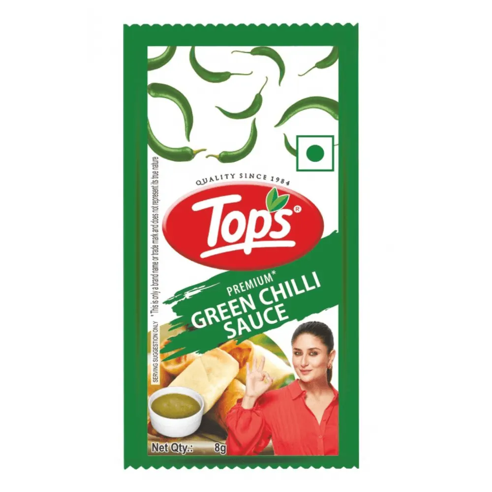 TOPS Green Chilli Sauce 8 gm Sachets Pack of 72 2