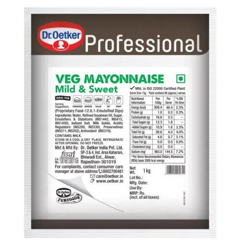 Dr Oetker Funfoods Veg Mayonnaise Professional Mild & Sweet 1 Kg
