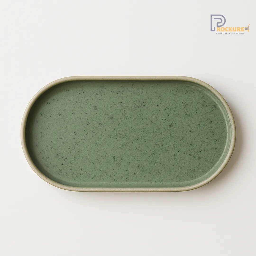 Modern Green Porcelain Oval Platter 35 x 14CM – (Set of 12) – Sanaai