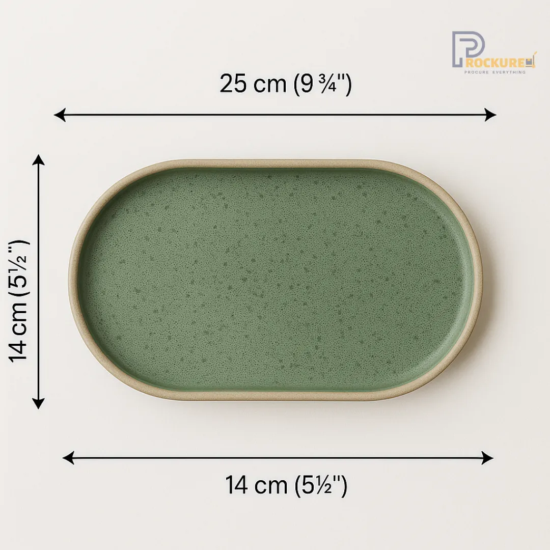 Modern Green Porcelain Oval Platter 35 x 14CM – (Set of 12) – Sanaai 2
