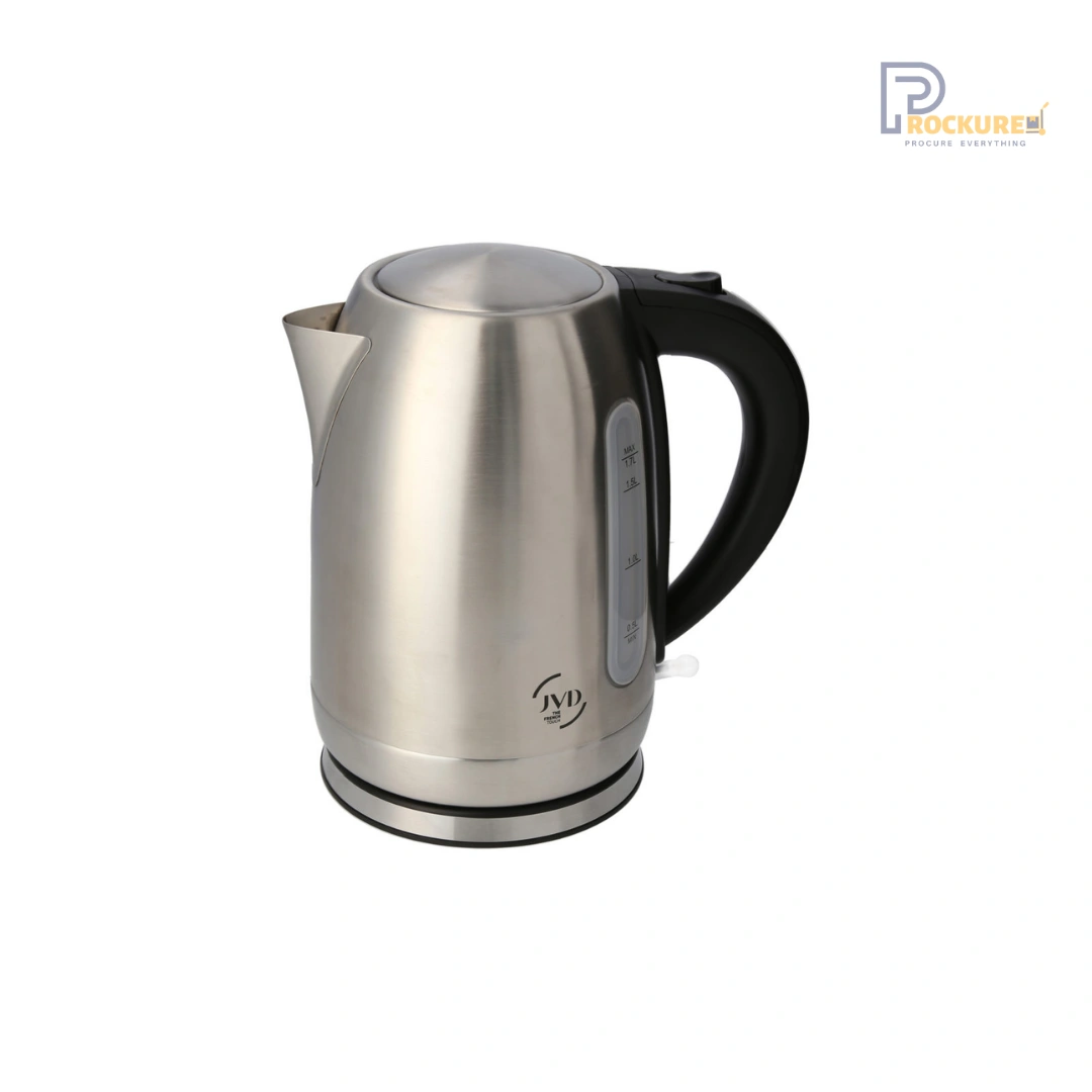 JVD Kingsley Kettle 1.0L - Stainless Steel, 220V-240V, 1850W-2200W, S/S304 Matt Finish, VDE Plug