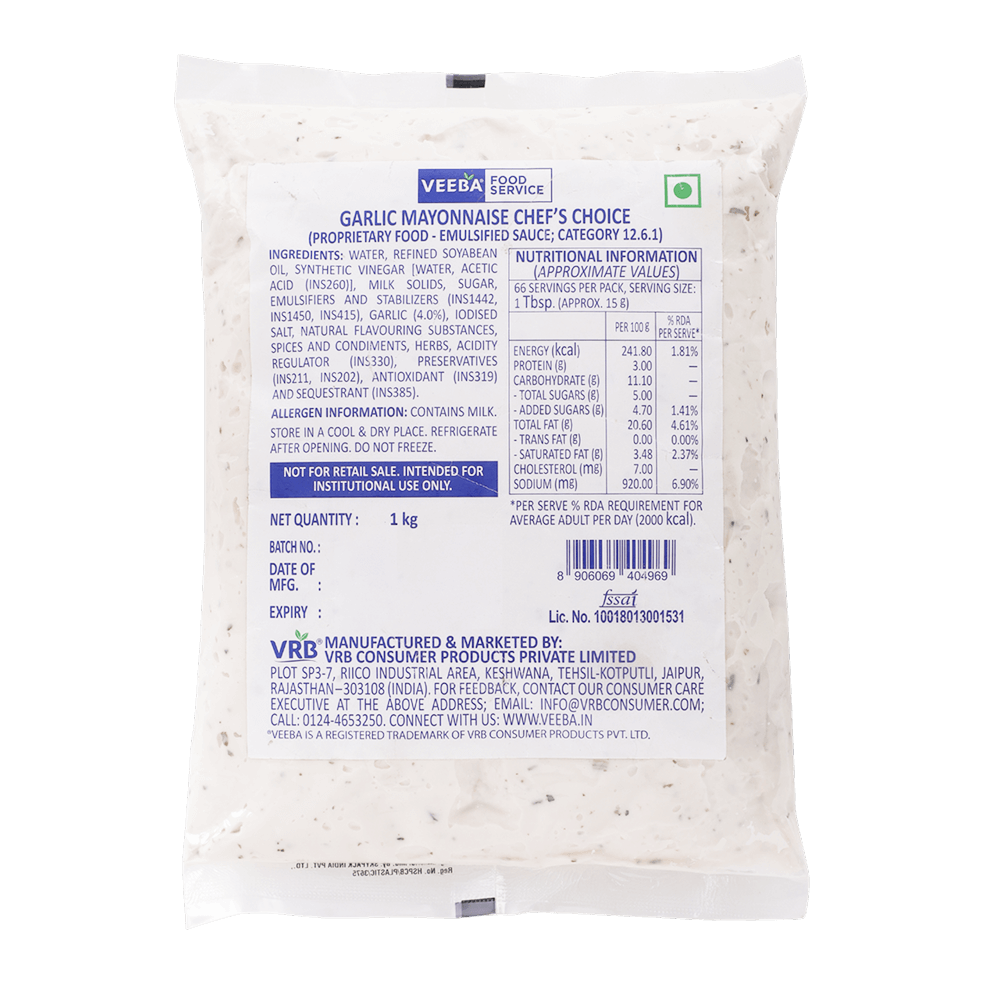 Veeba Garlic Mayonnaise Chef's Choice 1 Kg