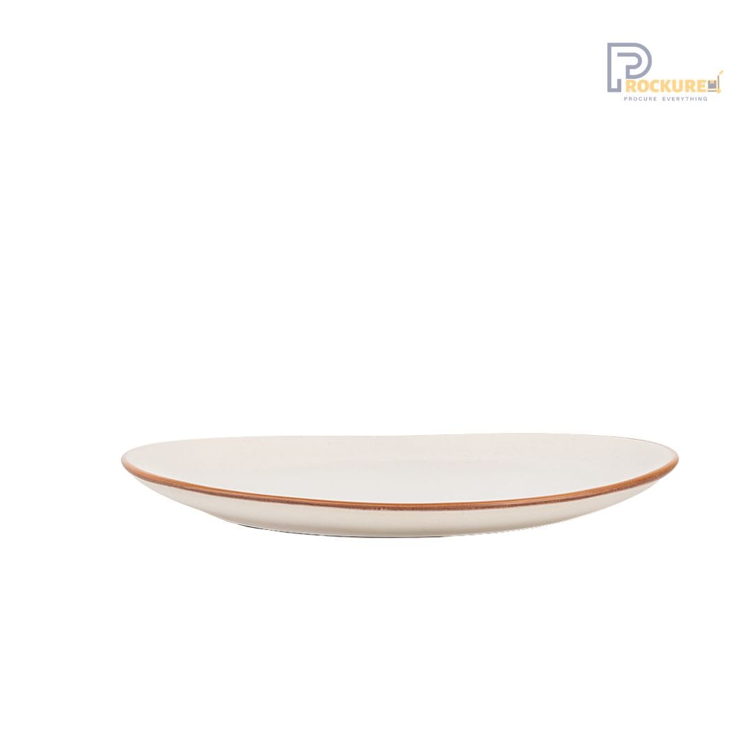 Sanaai Speckled Brown Elipse Plate Porcelain 28 cm - 12 Pc Carton for Fine Dining Restaurants