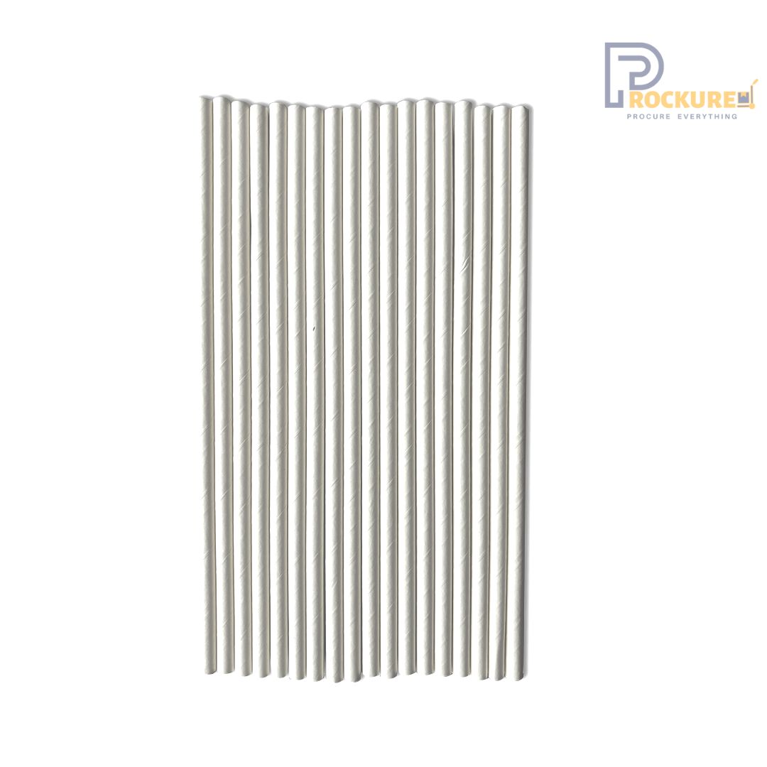 8mm White Paper Straws | 330 GSM