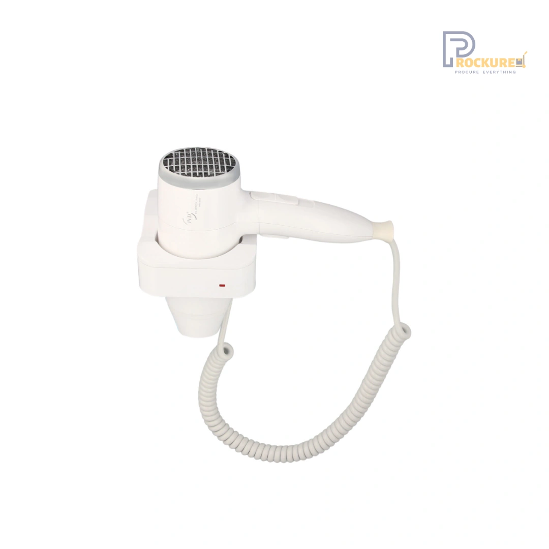 JVD Clipper Pro Hair Dryer (Ivory) – Elegant Wall-Mount Hair Dryer with Curly Cord for Modern Rooms