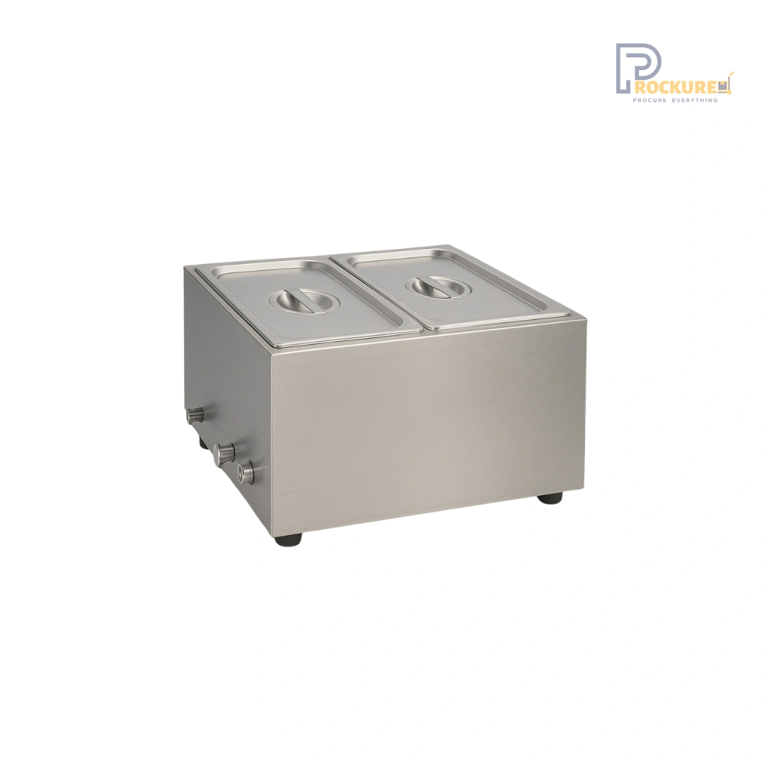 Prockured Basics 2 Pan Bain Marie with Glass & Valve – 1.5kW