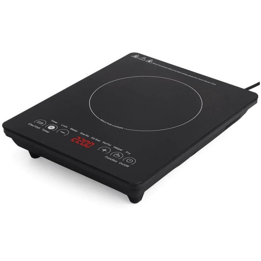 Singer Speed Chef Portable Induction Cooktop 2000W - Crystal Glass, 8 Power Levels, 6 Cooking Menus, Push Button Controls