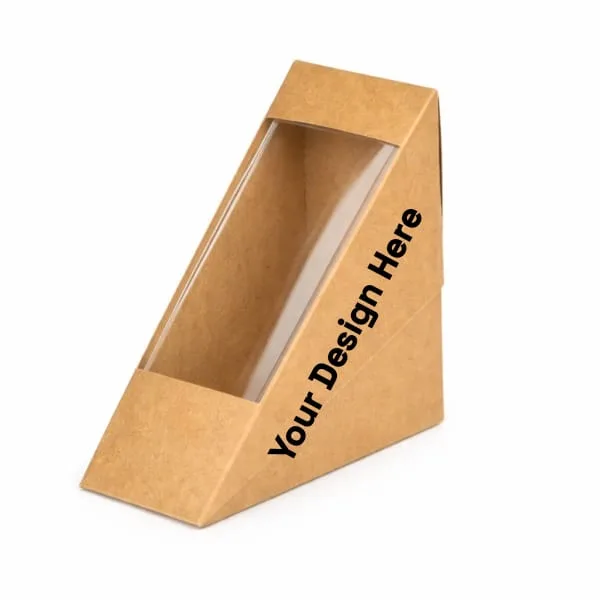 Customized Kraft Brown Sandwich Box with Window , MOQ 5000 Pcs