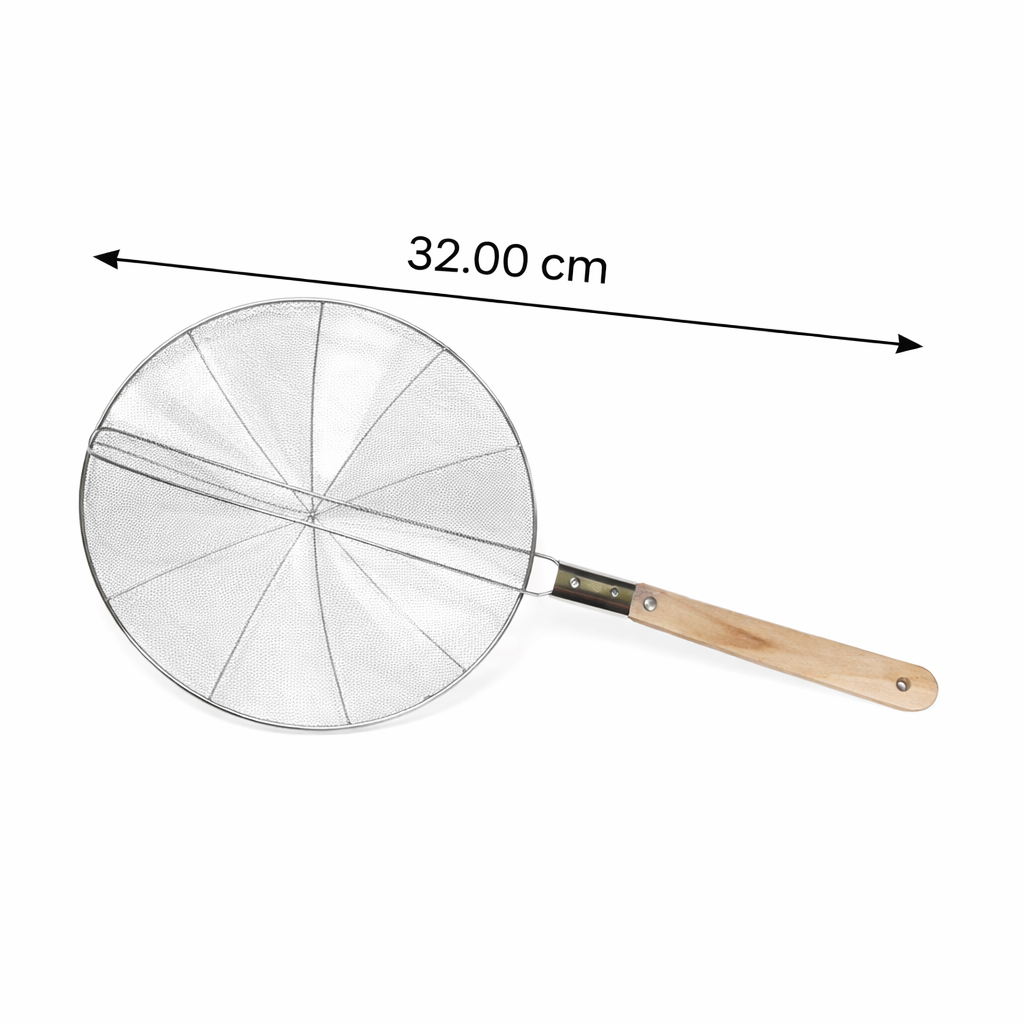 Eco Jhara Stainless Steel Wire Skimmer with Wooden Handle 32 cm - EOJRAWH-32