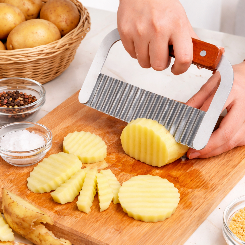 French Fries Cutter with Wooden Handle - FRFICT