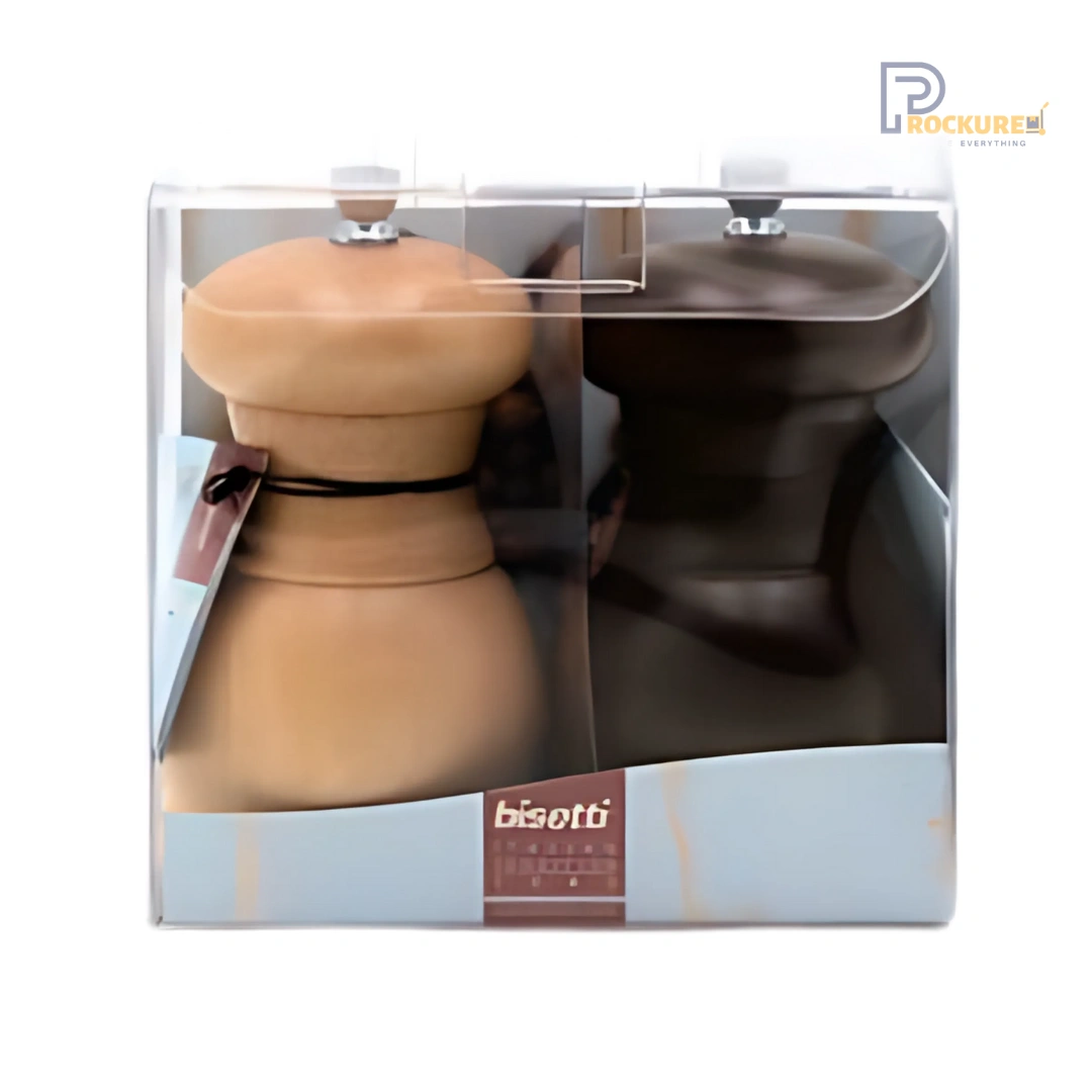 Bisetti Beechwood Set 11.5 cm (Walnut Stained Pepper + Natural Salt Mill) | Classic Twin Pack