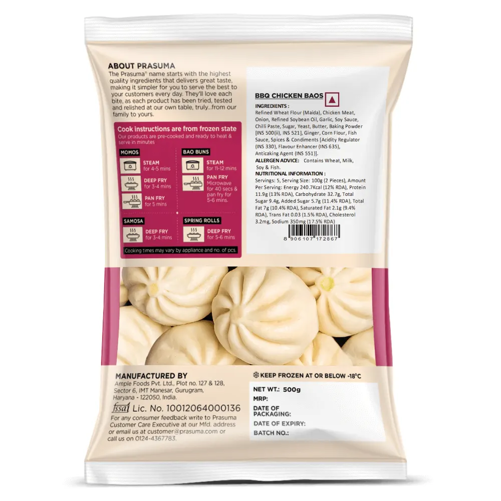 Prasuma Frozen BBQ Chicken Bao Buns (Pack of 10) (50 gm/pc) 3