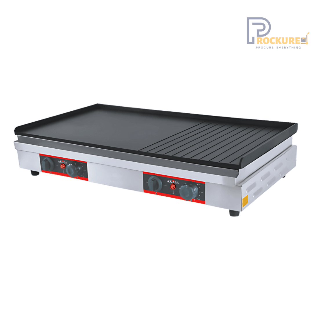 AKASA GP 2815 Grooved Electric Griddle Plate – 3600W, Up to 300°C, Professional Use