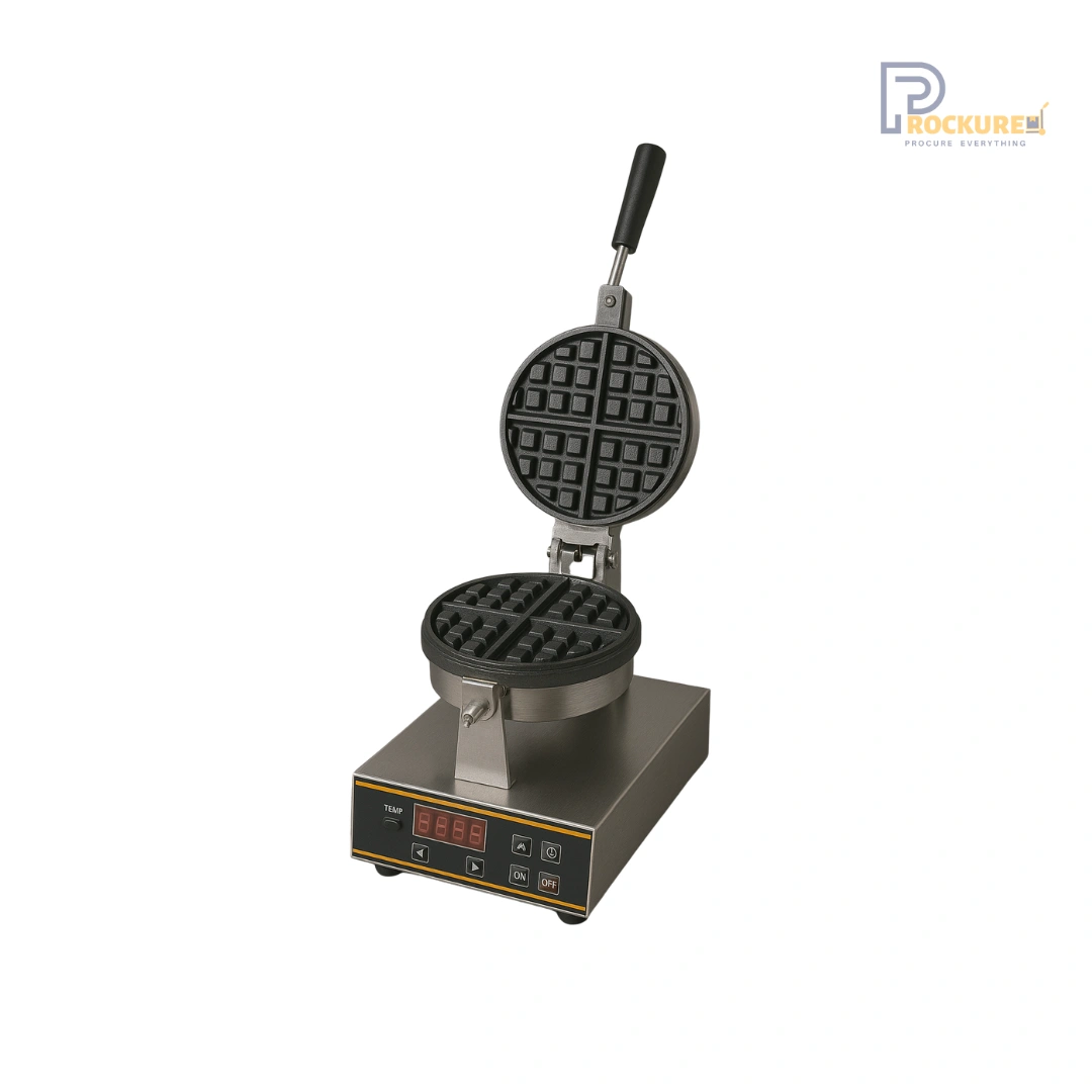 Prockured Basics Round Rotary Waffle Maker – 1.3kW, 490x250x350mm