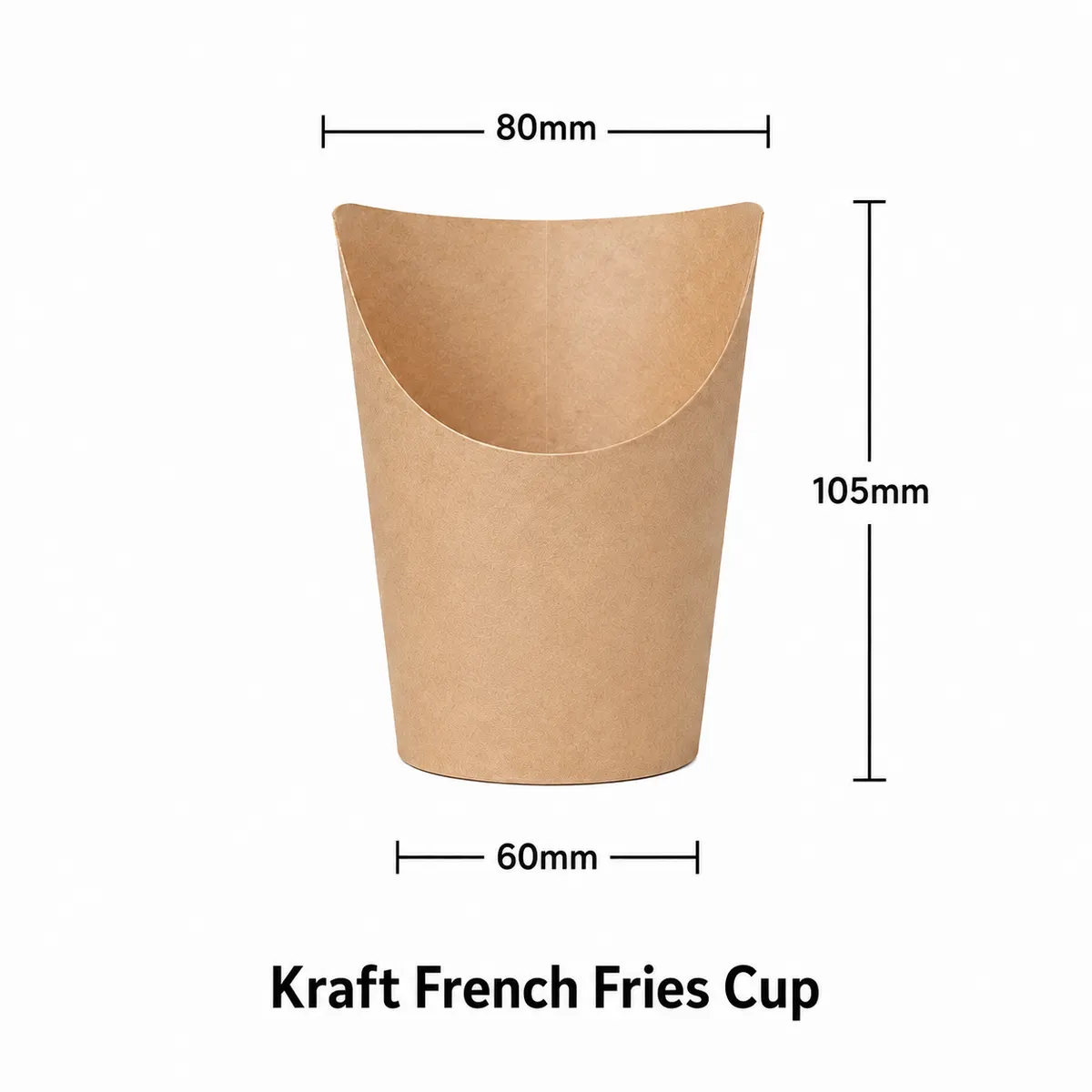 Kraft French Fries Cup - Paper Snack Cup for Fries, Sides (80mm*105mm*60mm*54mm)