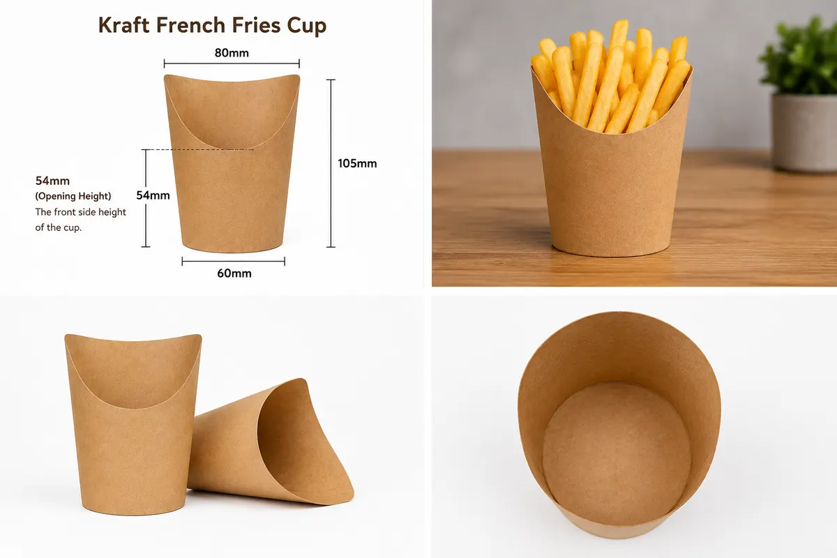 Kraft French Fries Cup - Paper Snack Cup for Fries, Sides (80mm*105mm*60mm*54mm) 3