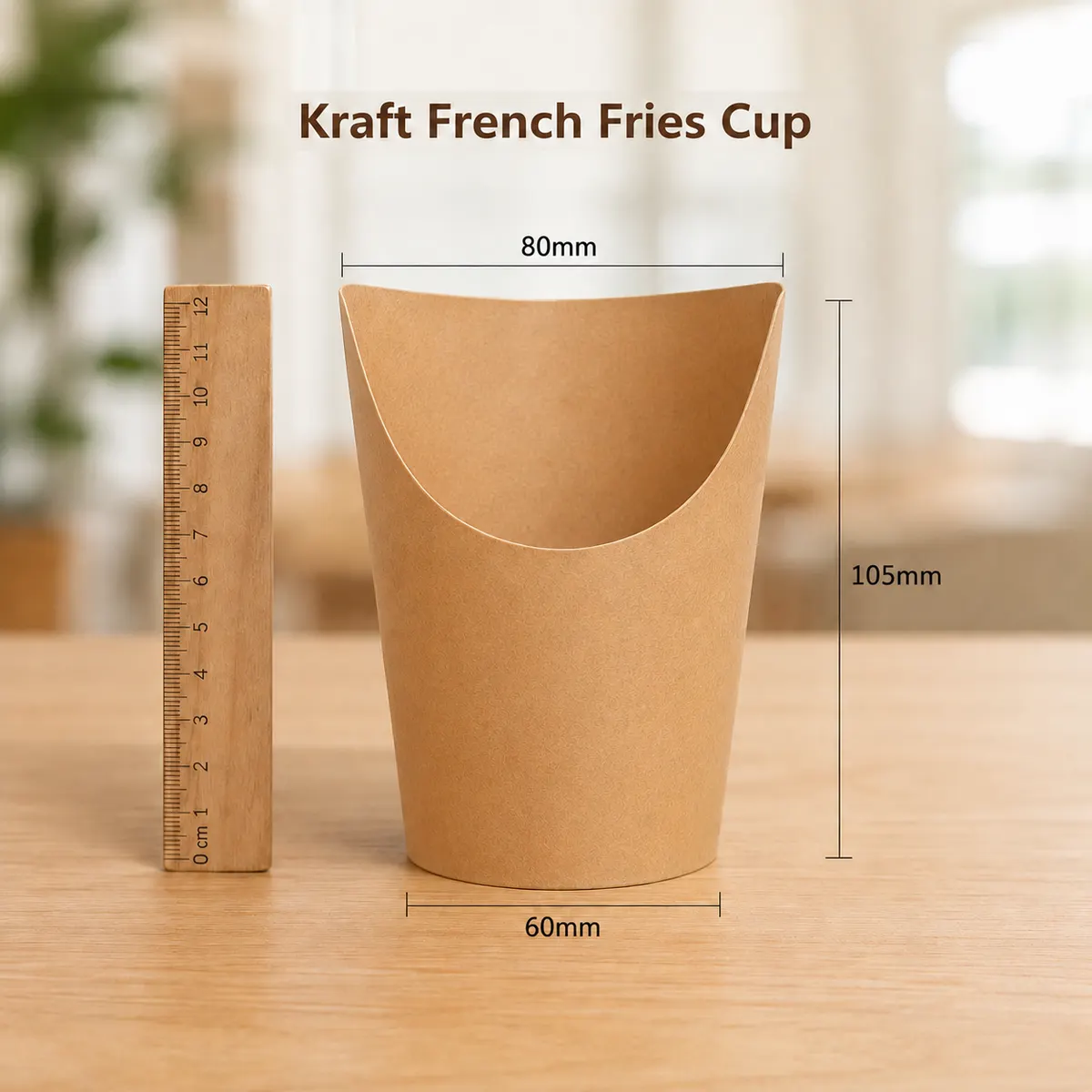 Kraft French Fries Cup - Paper Snack Cup for Fries, Sides (80mm*105mm*60mm*54mm) 2