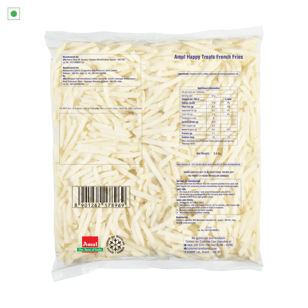 Amul French Fries 6 mm 2.5 Kg 2