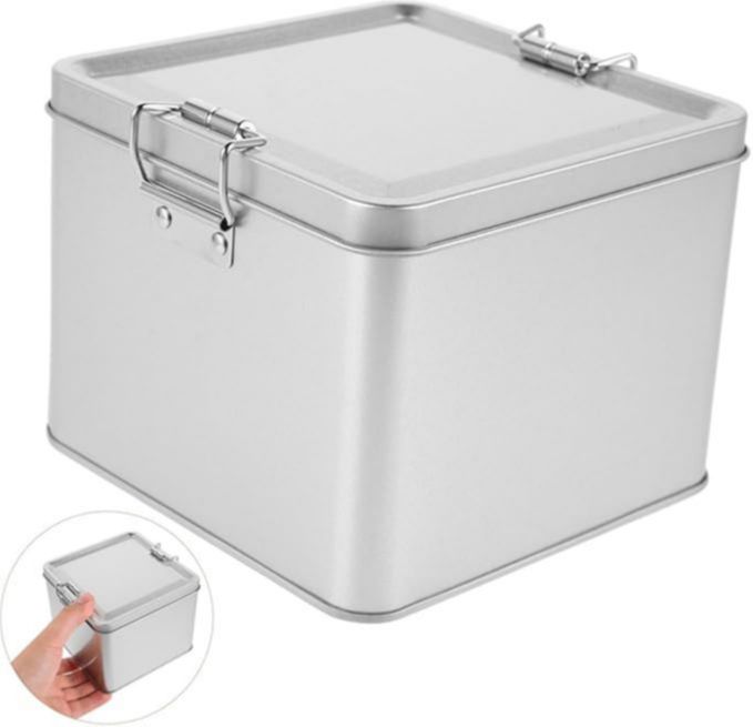 Tiramisu Box - Square Tin Box with Locking Lid for Desserts and Snacks