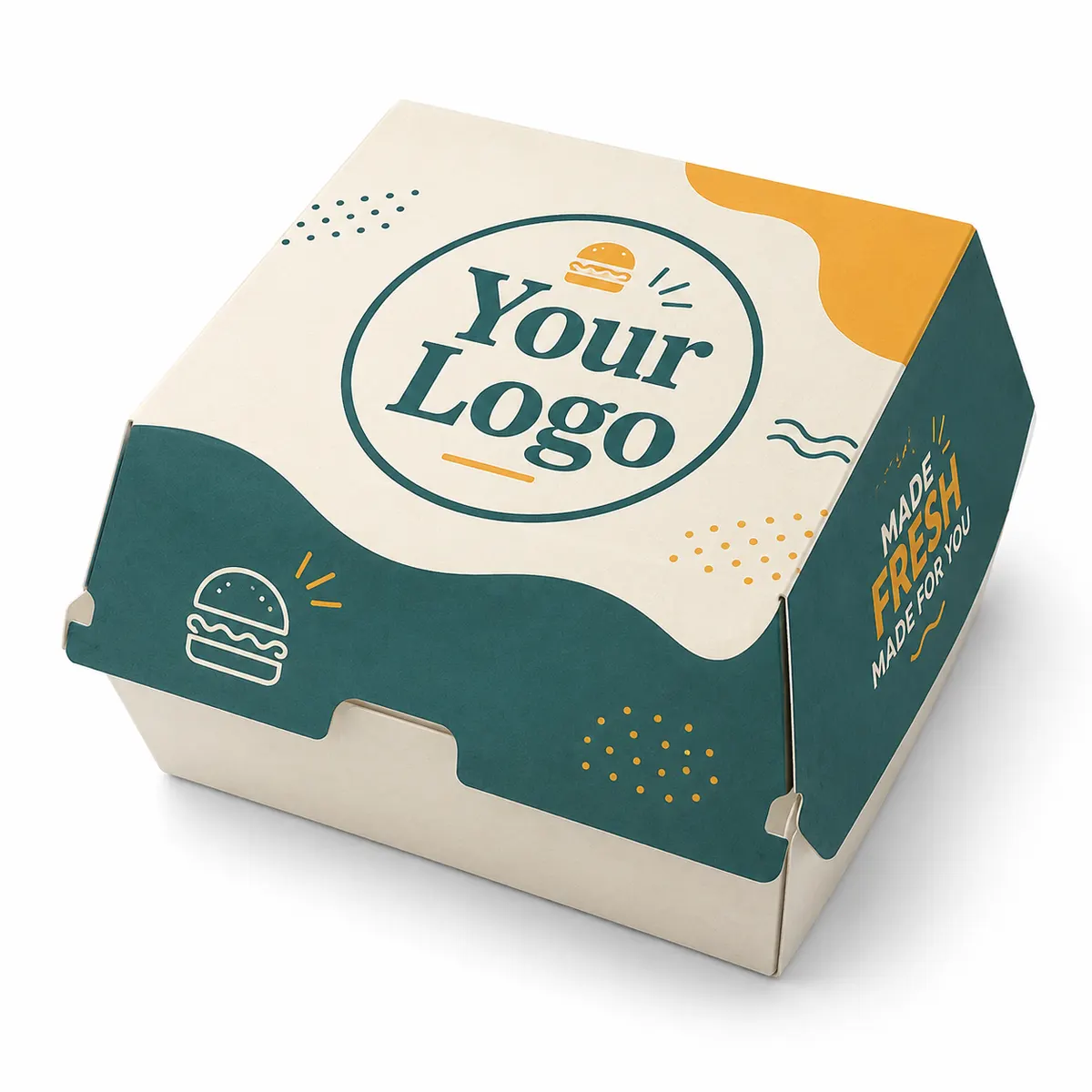 Customized Paper Burger Box Lock Type