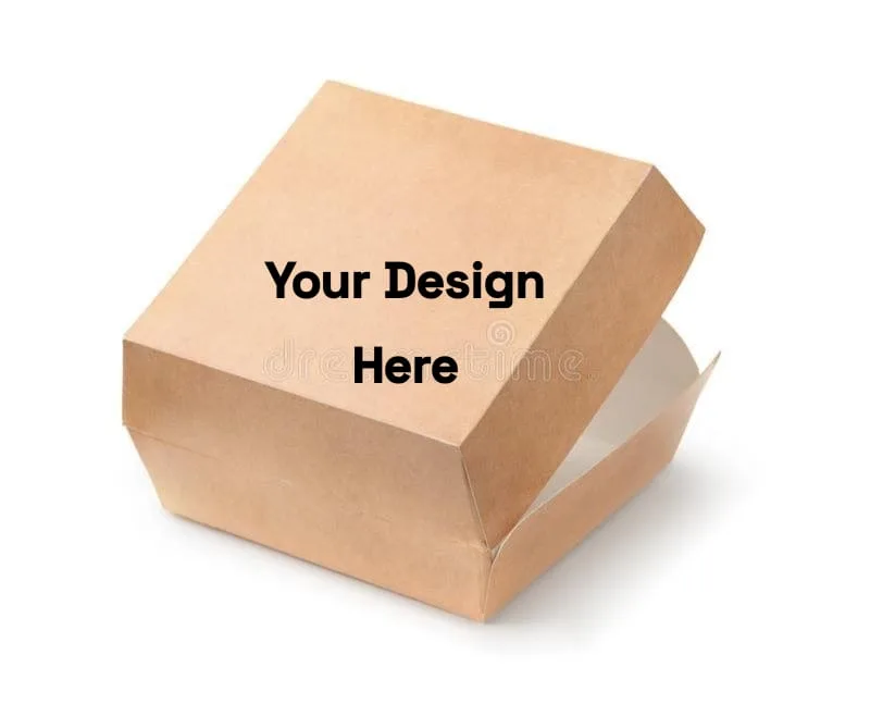 Customized Brown Kraft Paper Burger Box Lock Type | Bulk Order MOQ 10000 Pcs