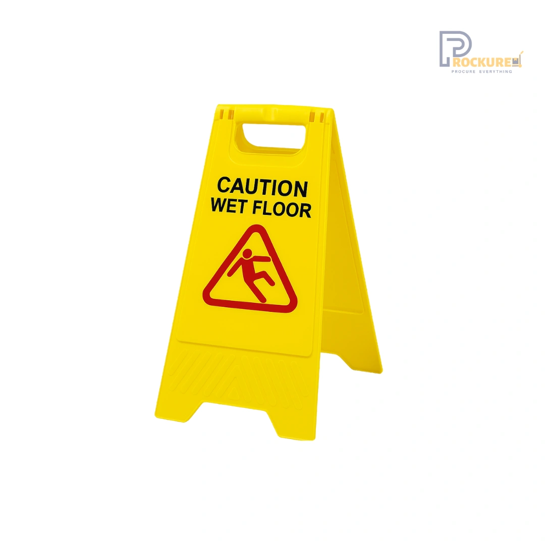 Wet Floor Safety Sign Board – Yellow Plastic (A-Frame)