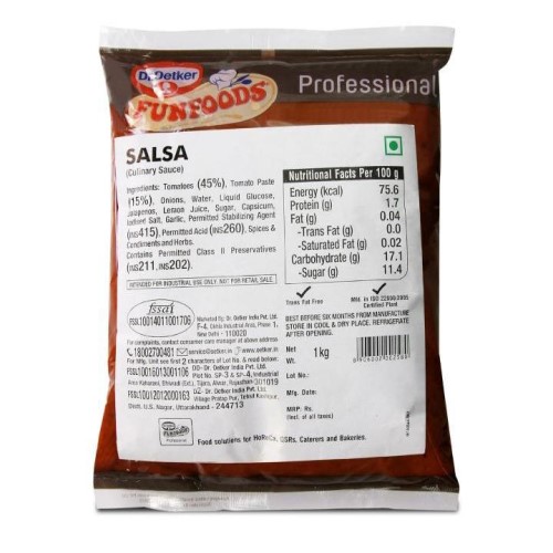 Dr Oetker Funfoods Chunky Salsa Sauce Professional 1 Kg