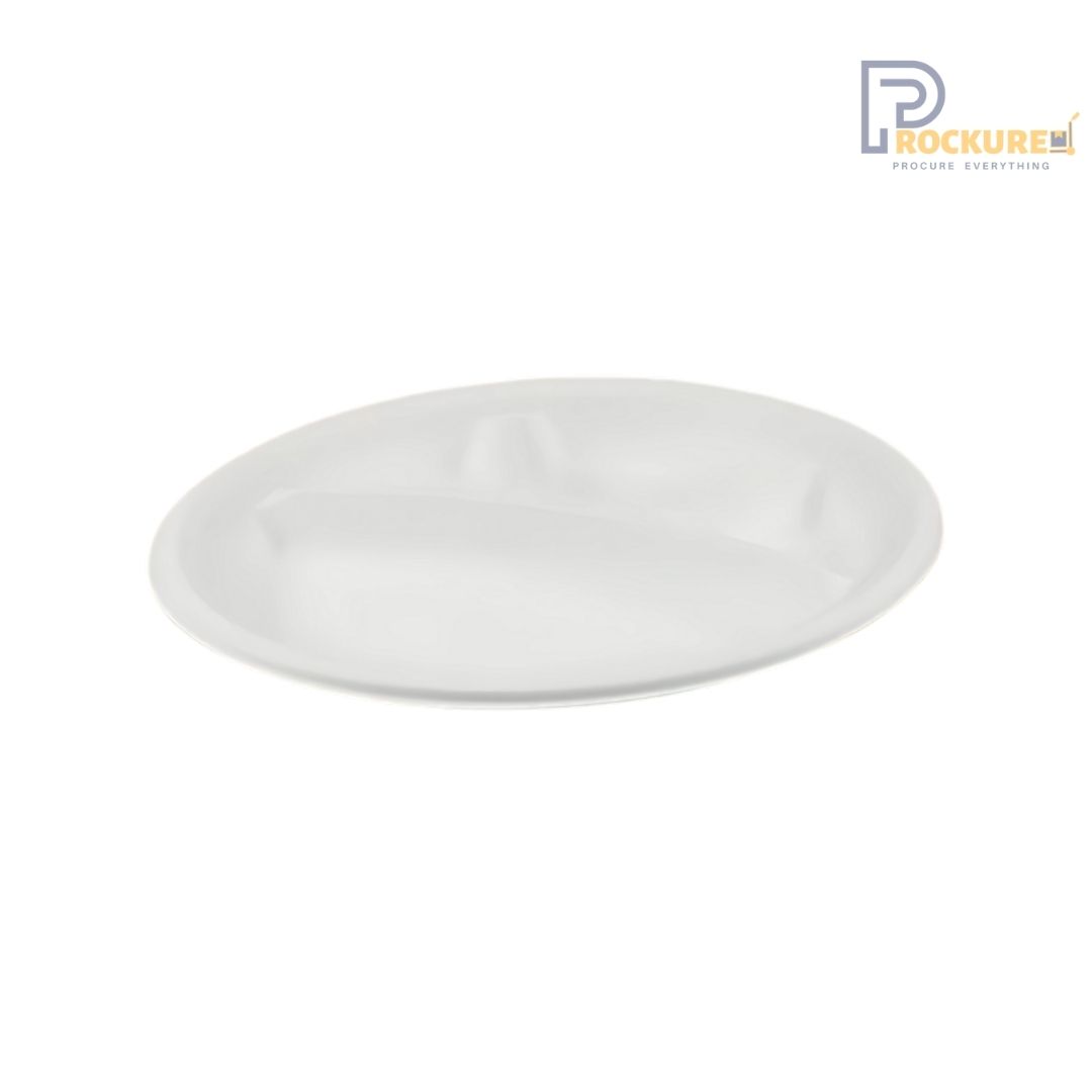 White Bagasse 4 Compartment Plate 11 Inch | Biodegradable Plate