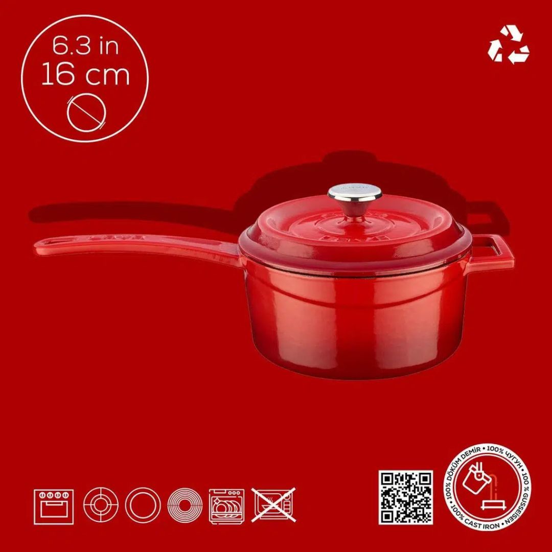 Lava Cast Iron Casserole 16 cm - Sauce Pan 16CM 2