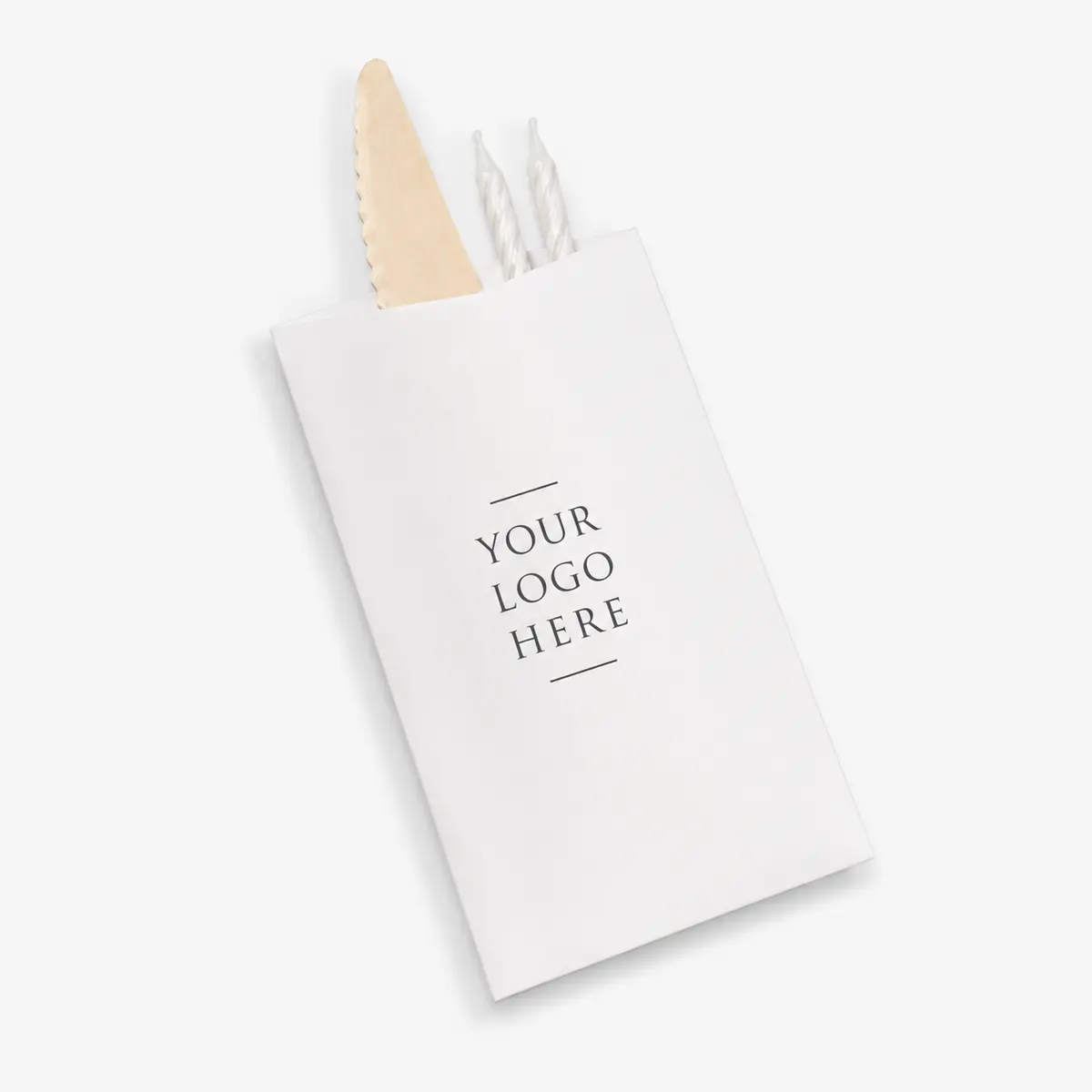 Customised Cake Cutlery Kit Pouch | 2 Normal Candles + Wooden Knife 2