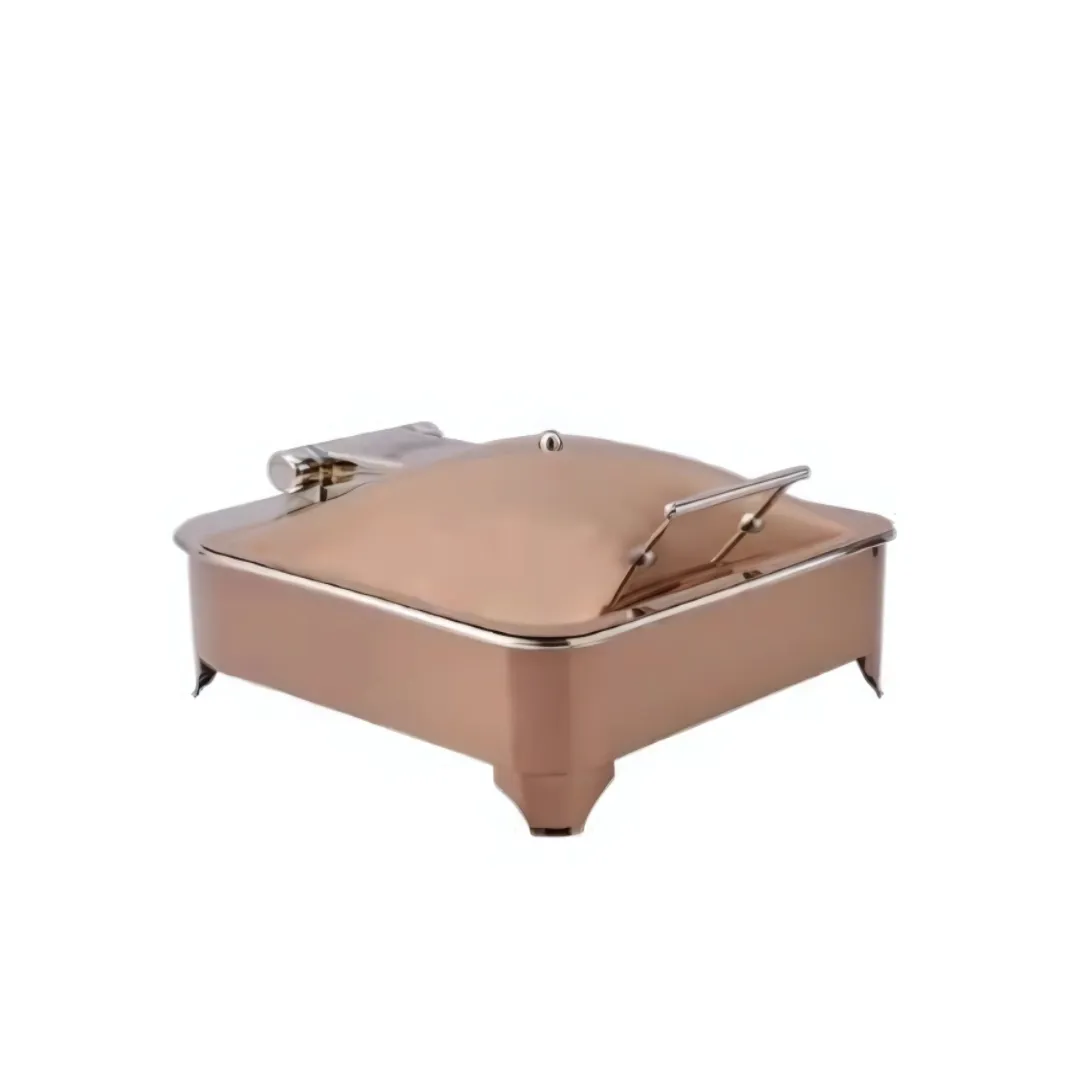 Imperia Full Rose Gold Square Chafing Dish with E Frame – 7 Litre