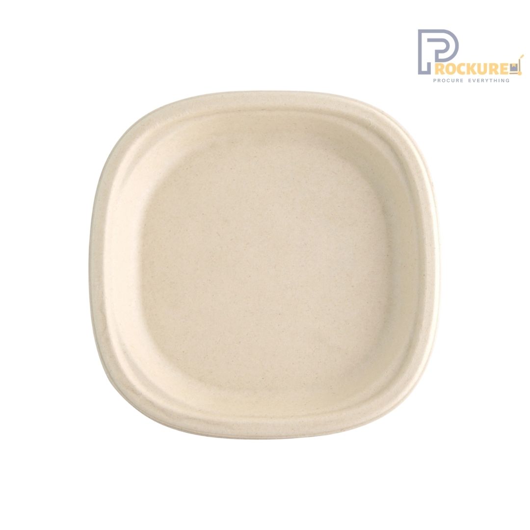 Brown Bagasse Square Plate 6 Inch | Biodegradable Plate