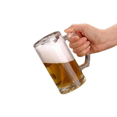 Beer Glass 500ml – Handled Clear Glass Mug for Beers & Cold Beverages 2
