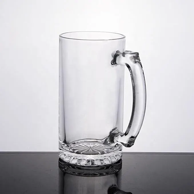 Beer Glass 500ml – Handled Clear Glass Mug for Beers & Cold Beverages