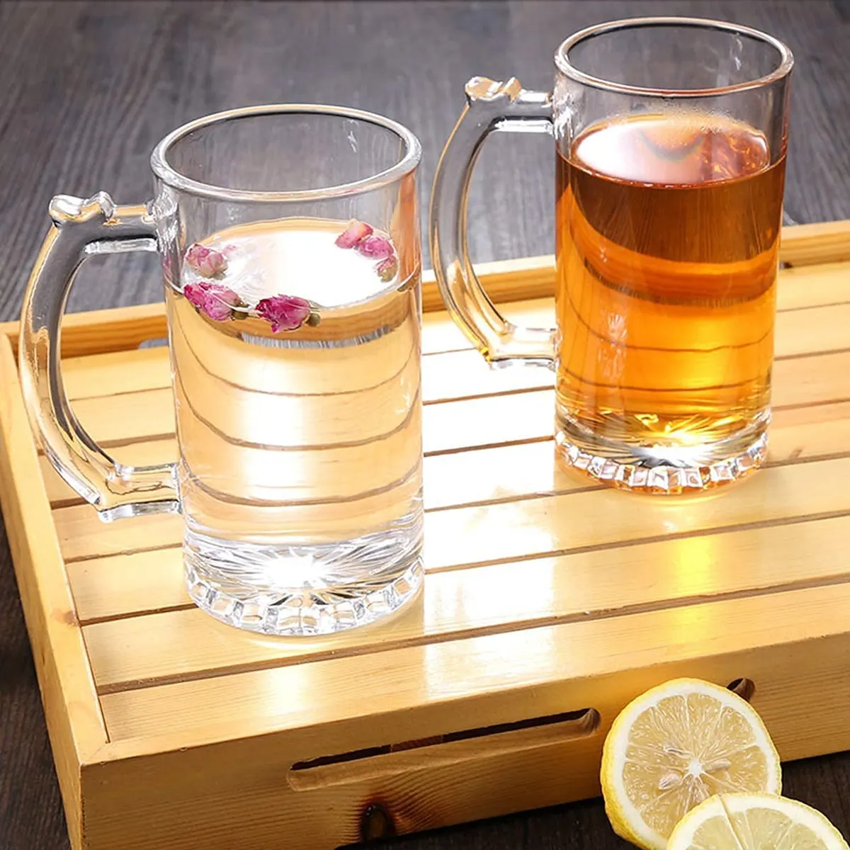Beer Glass 500ml – Handled Clear Glass Mug for Beers & Cold Beverages 3