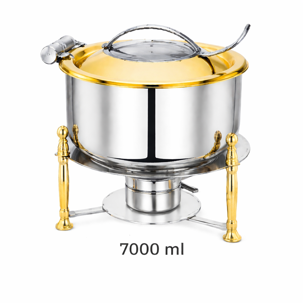 Pradeep Triply Chafing Dish 7 Litre with Gold Stand