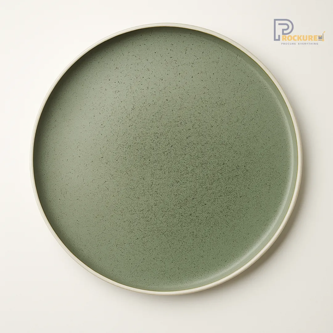 Modern Green Porcelain 25.5CM Edge Plate (Big) – (Set of 12) – Sanaai