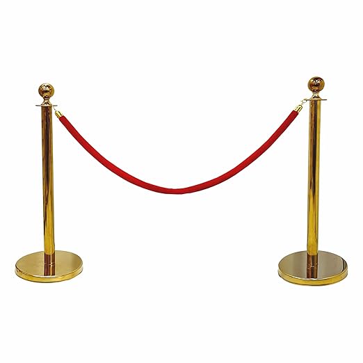 Premium Queue Manager Set with Rope Gold Finish Set of 2 Poles