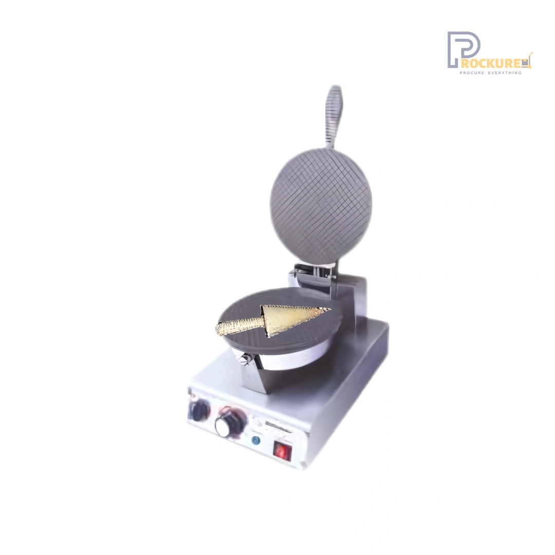 Prockured Basics Round Cone Waffle Maker – 1kW, 280x380x230mm