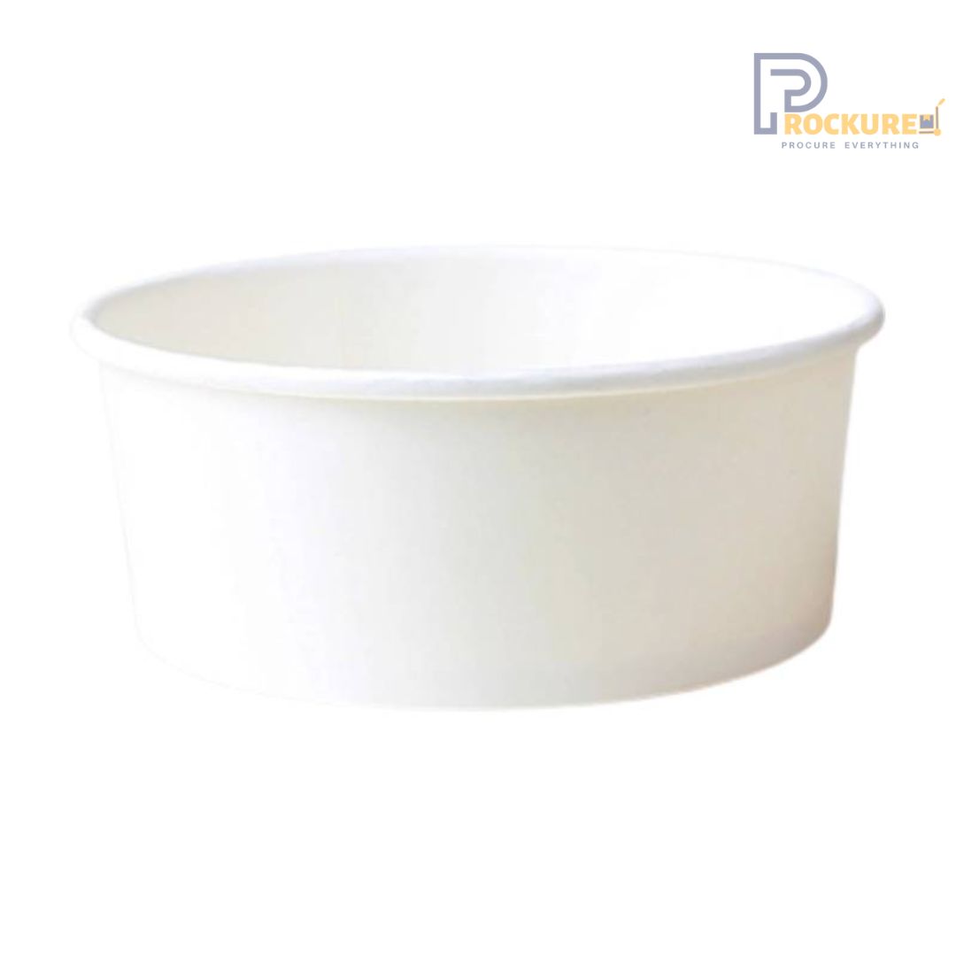White Paper Salad Bowl With Lid | 750 ml