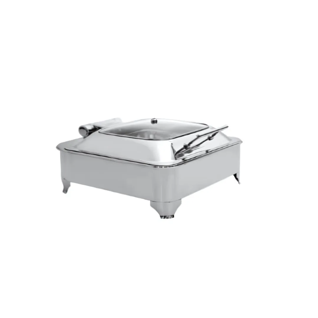 Imperia Stainless Steel Square Half Glass Chafing Dish with E Frame – 7 Litre