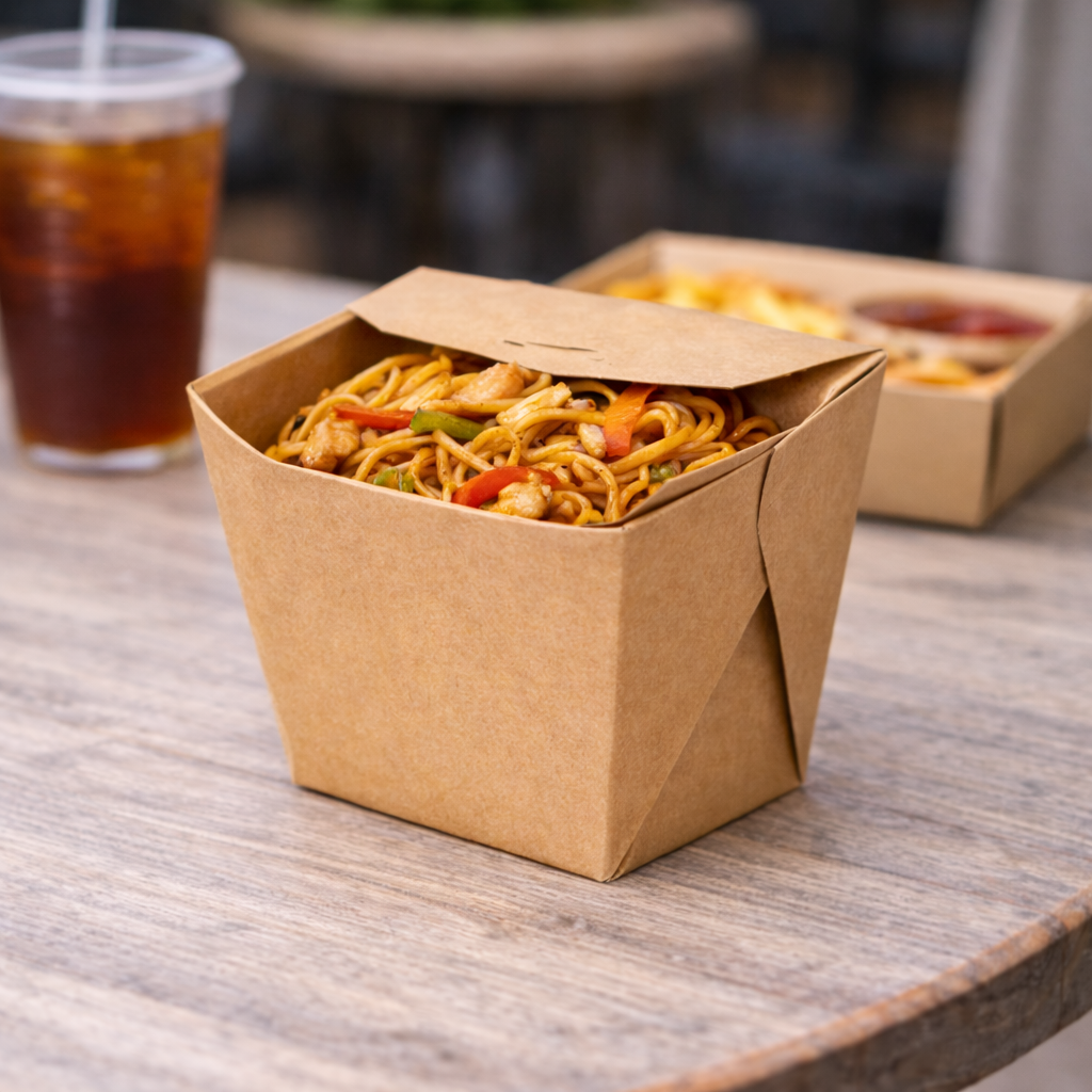 Square Bottom Takeaway Kraft Food Box for Wok, Noddle & Biryani 6