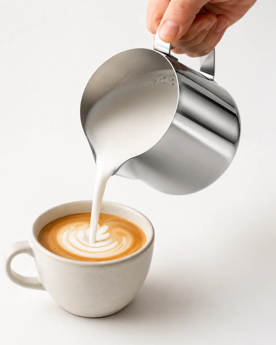 Stainless Steel Coffee & Milk Frothing Pitcher – 580ml Capacity, Brushed Silver Finish 3
