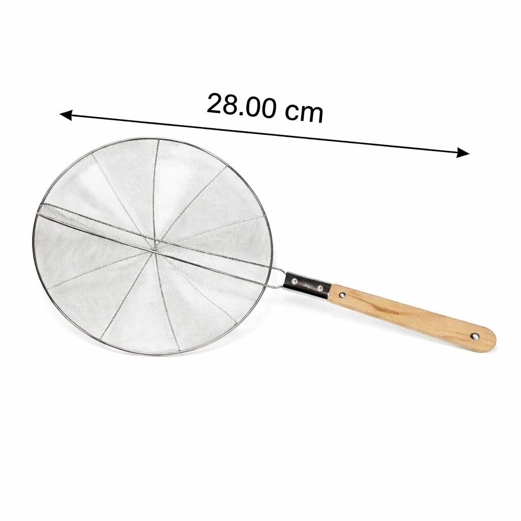 Eco Jhara Stainless Steel Wire Skimmer with Wooden Handle 28 cm - EOJRAWH-28