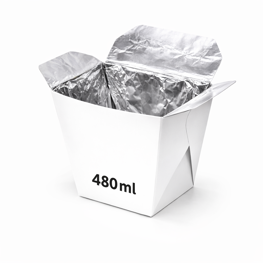 Aluminium Foil Noodle Box Laminated White Kraft Paper 480ml
