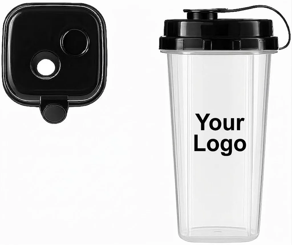 Customized Square  Reusable Glass with Sipper Lid ,MOQ 2000 Pcs