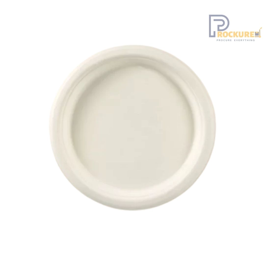 White Bagasse Round Plate 7 Inch | Biodegradable Plate