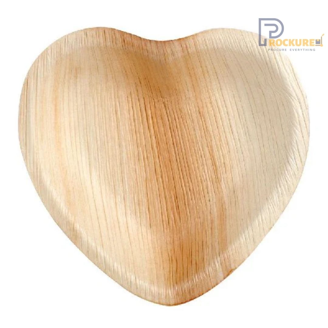 Areca Leaf 4 Inch Heart Plate